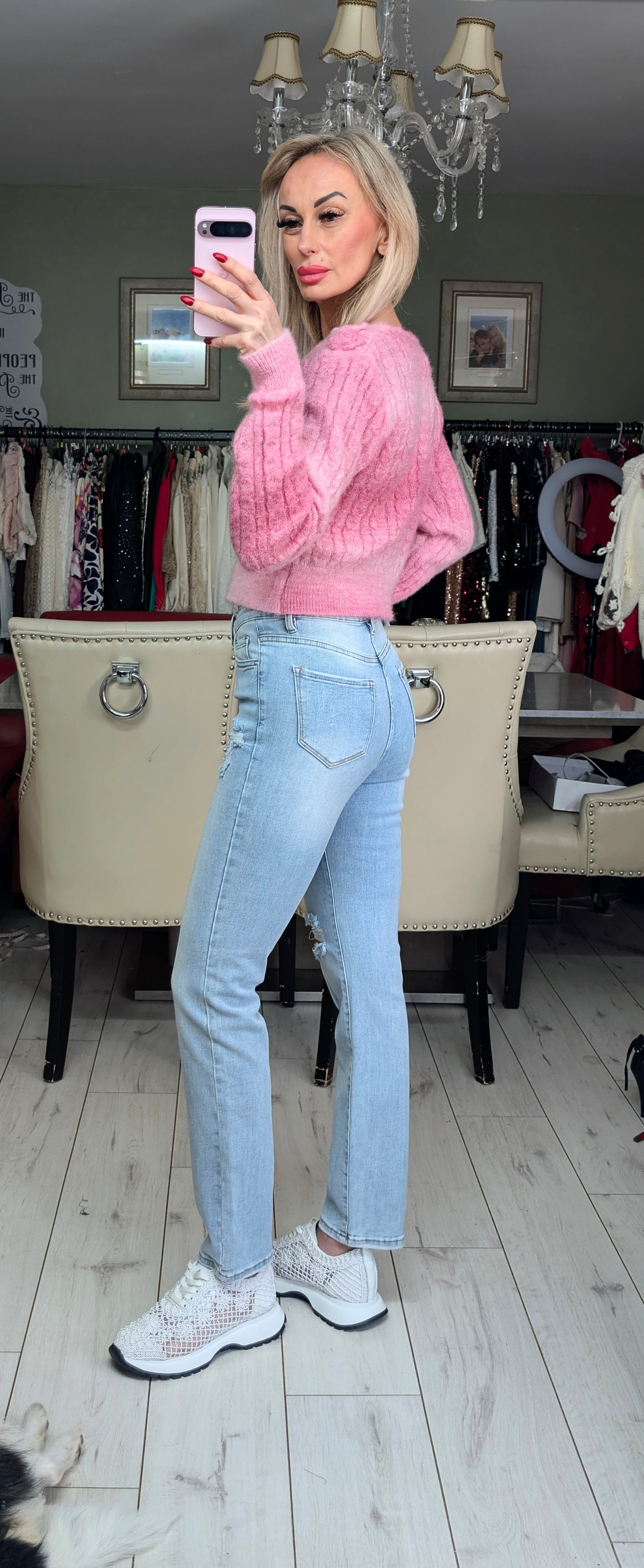 Stunning Ombre Cardigan With 3D Roses And Heart Buttons