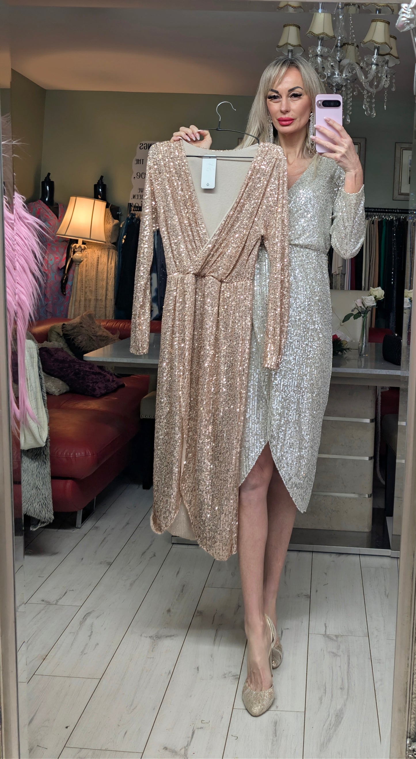 Sequin Dress In Silver And Gold