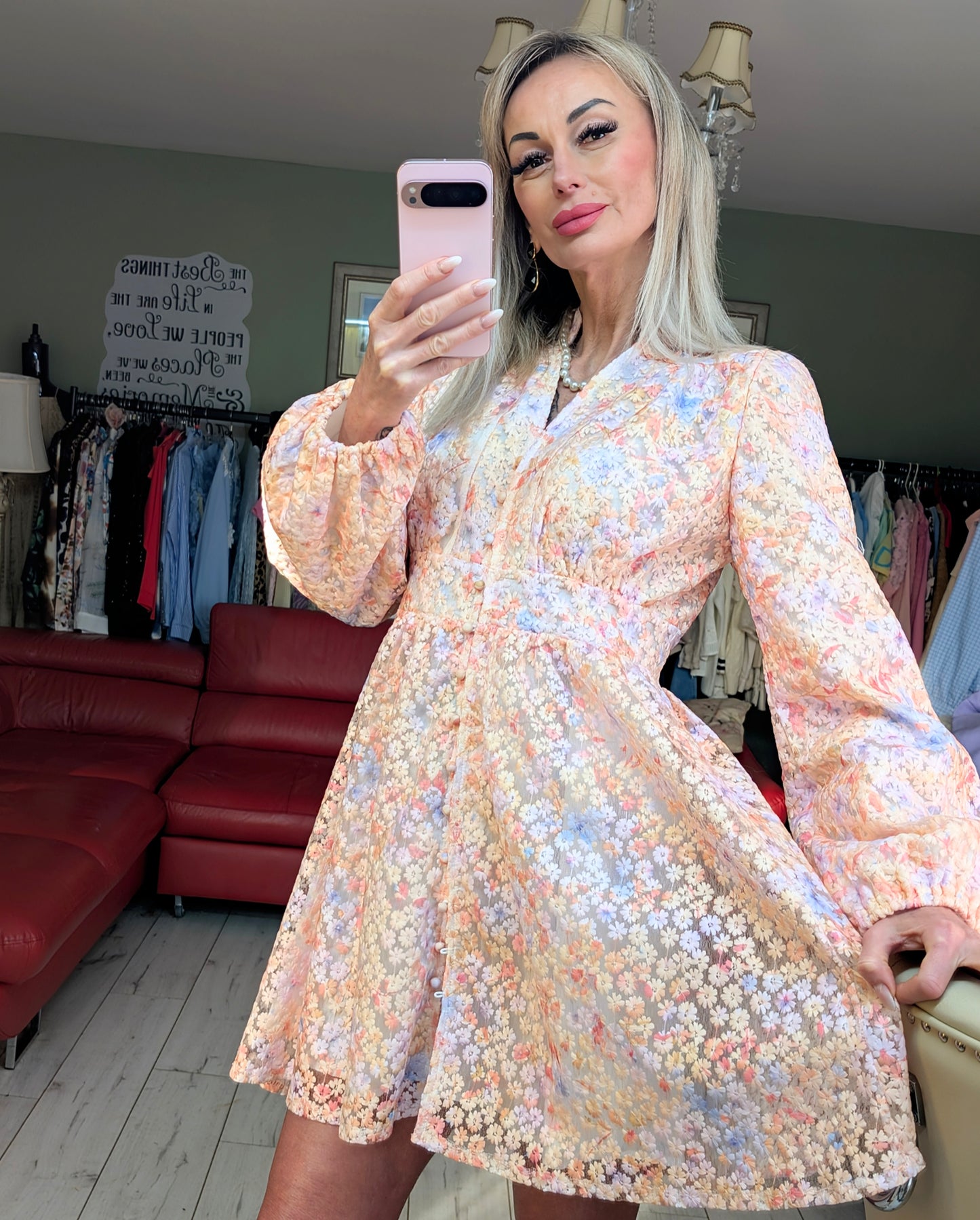 Romantic Mini Dress Flowers