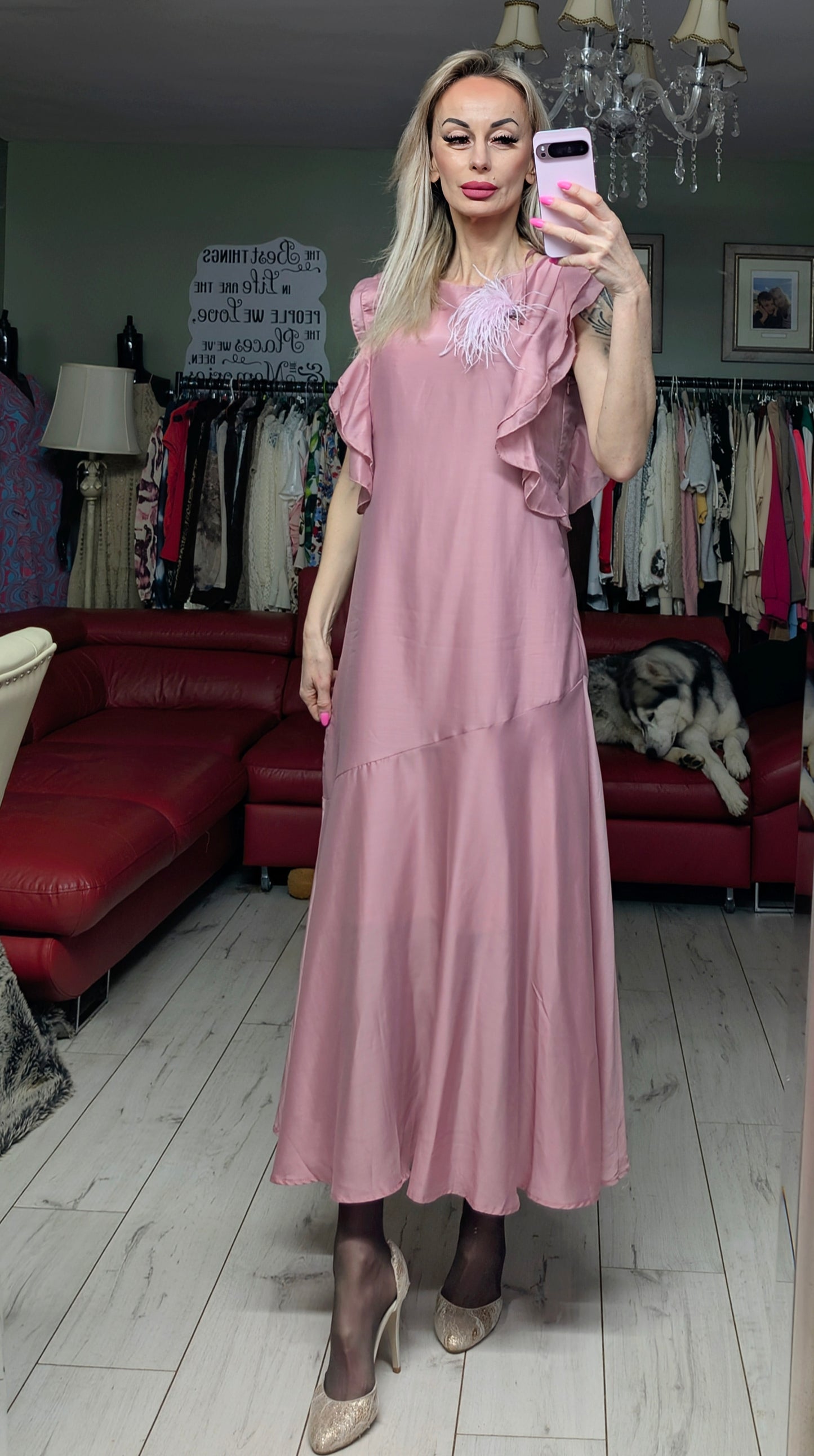 Stunning Light Pink Occasion Silk Dress