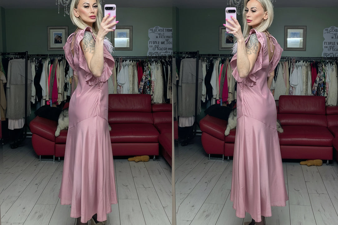 Stunning Light Pink Occasion Silk Dress
