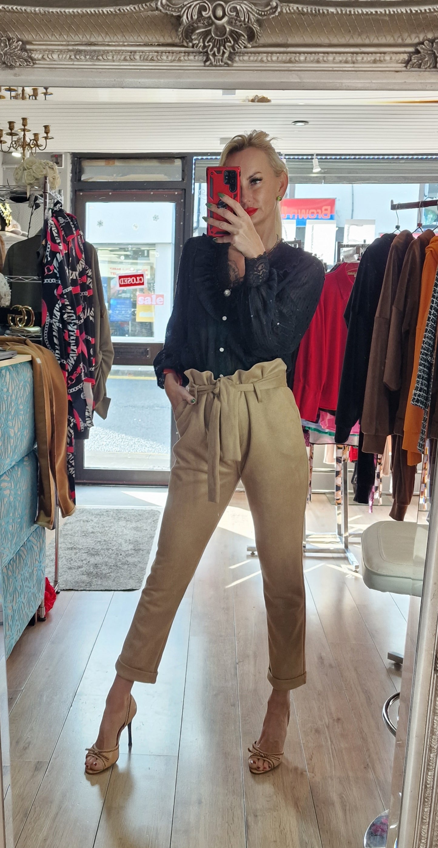 Suede Trousers With Belt