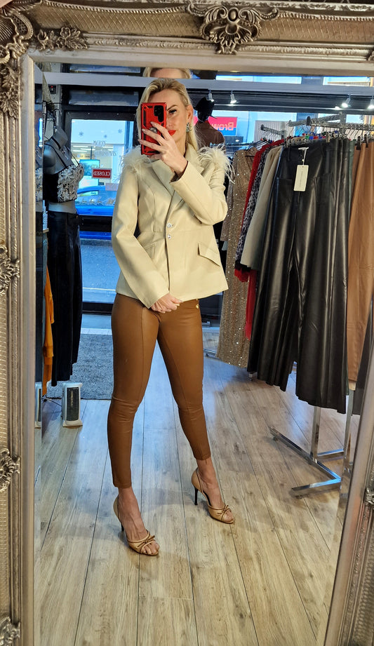 Beige Eco Leather Jacket