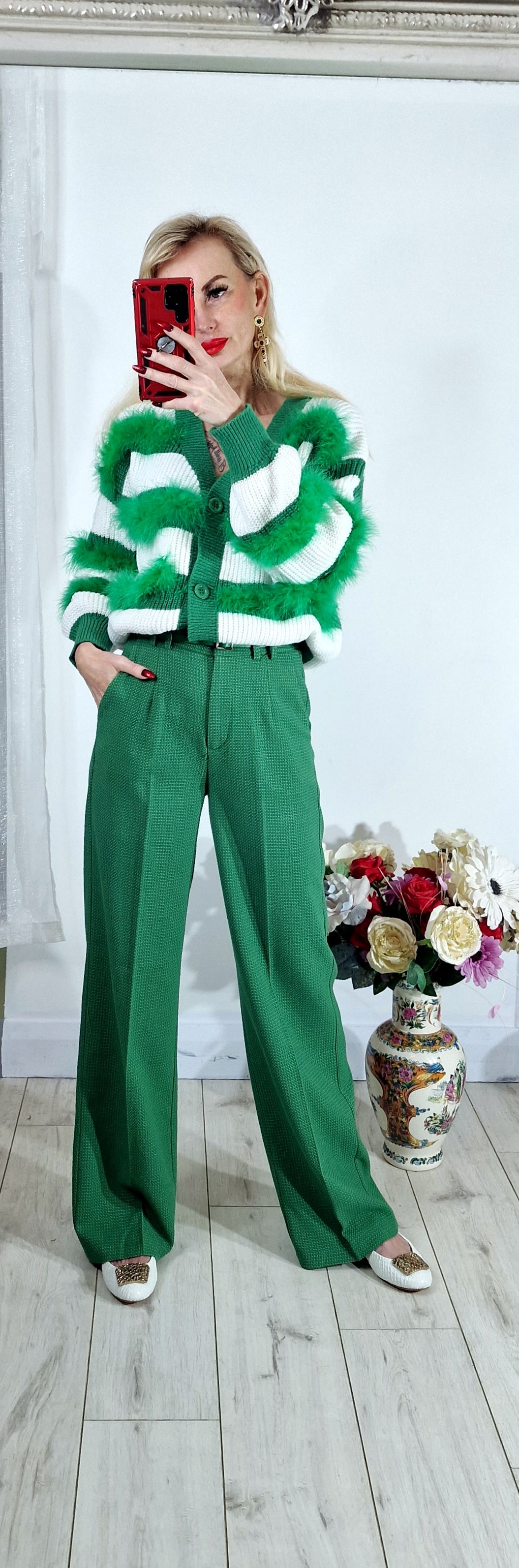 Green Straigh Legs Trousers