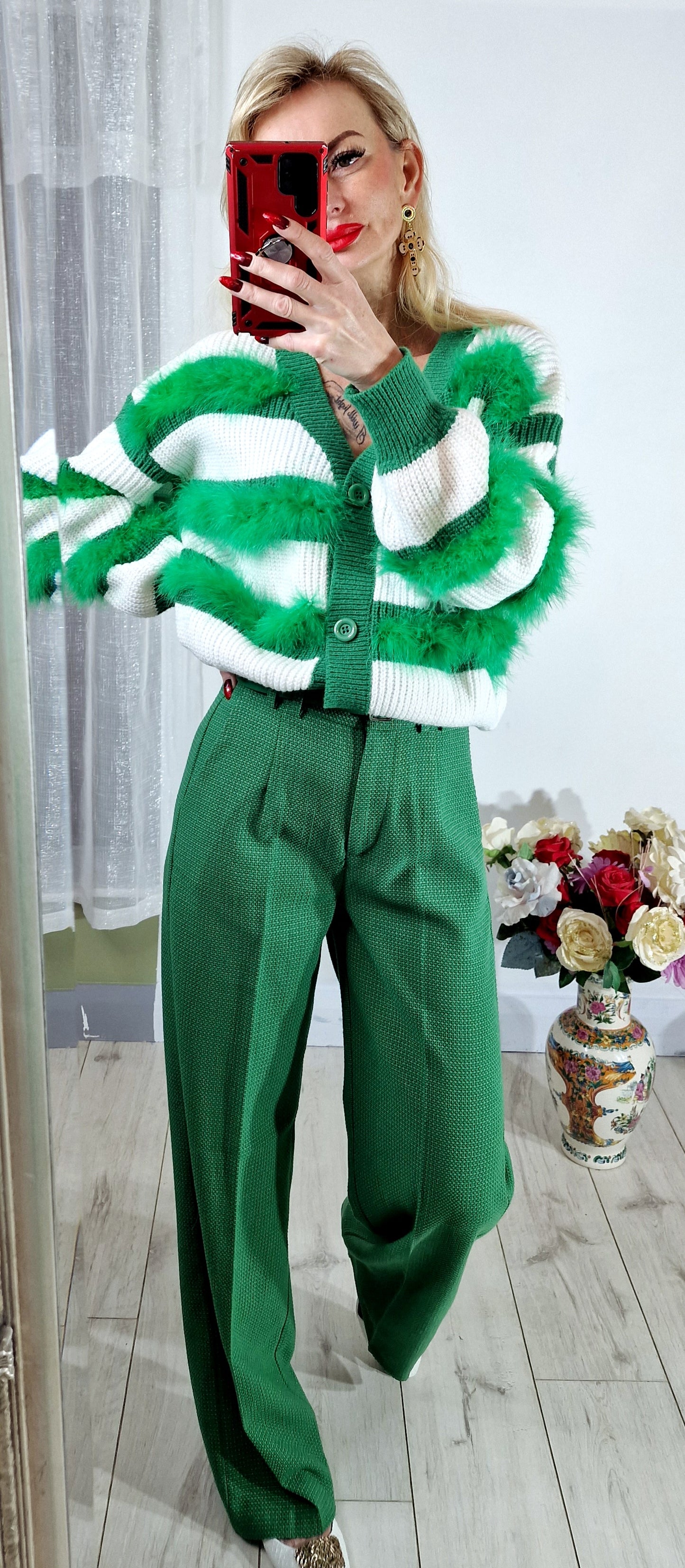 Green Straigh Legs Trousers