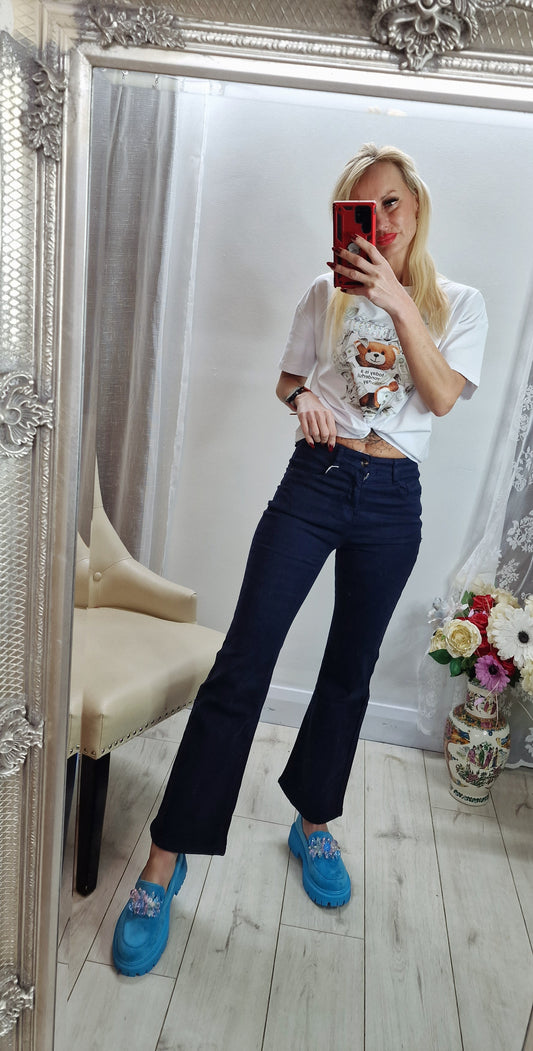 Navy Soft Stretchy Trousers