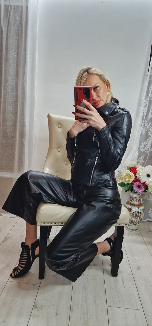 Eco Leather Black Trousers