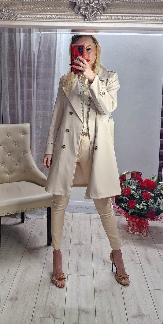 Short Beige Trench Coat