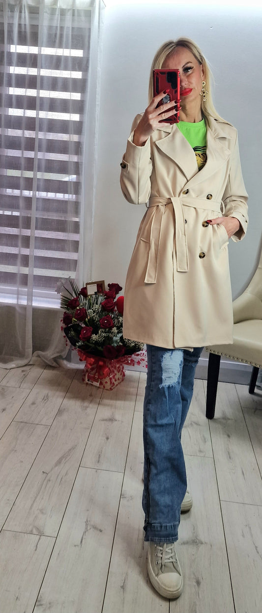Short  Beige Trench