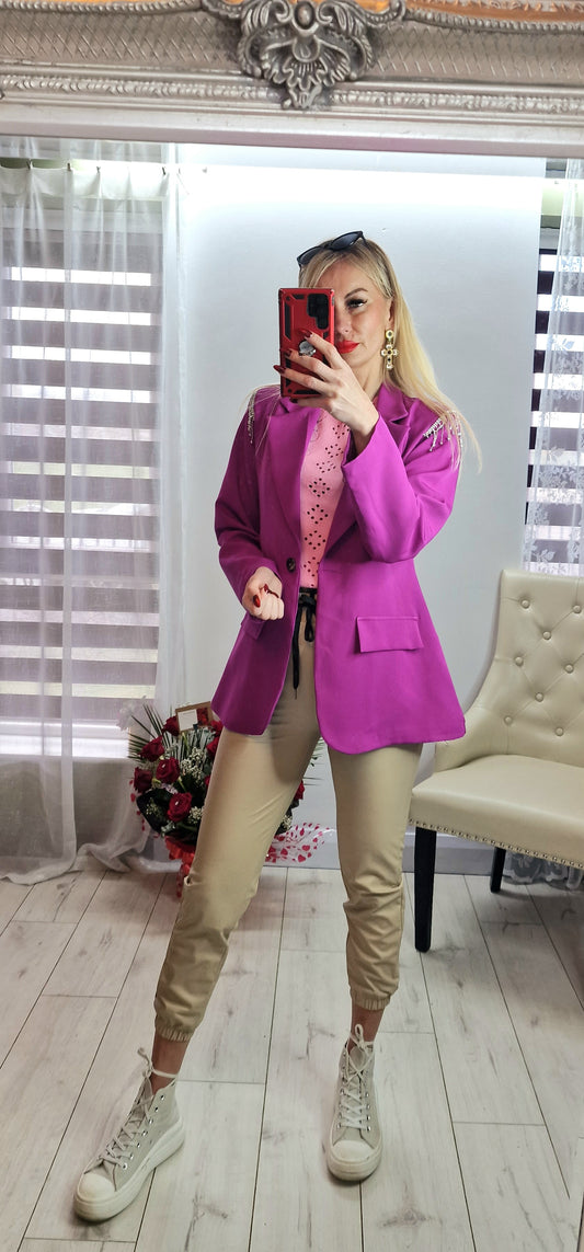 Bright Colour Blazer With Tassels