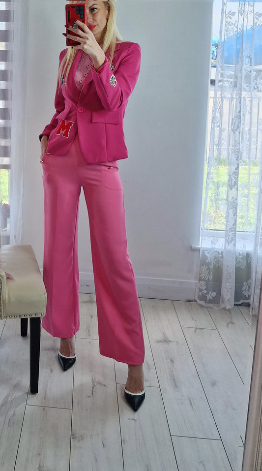 Bright Pink Blazer With Letters