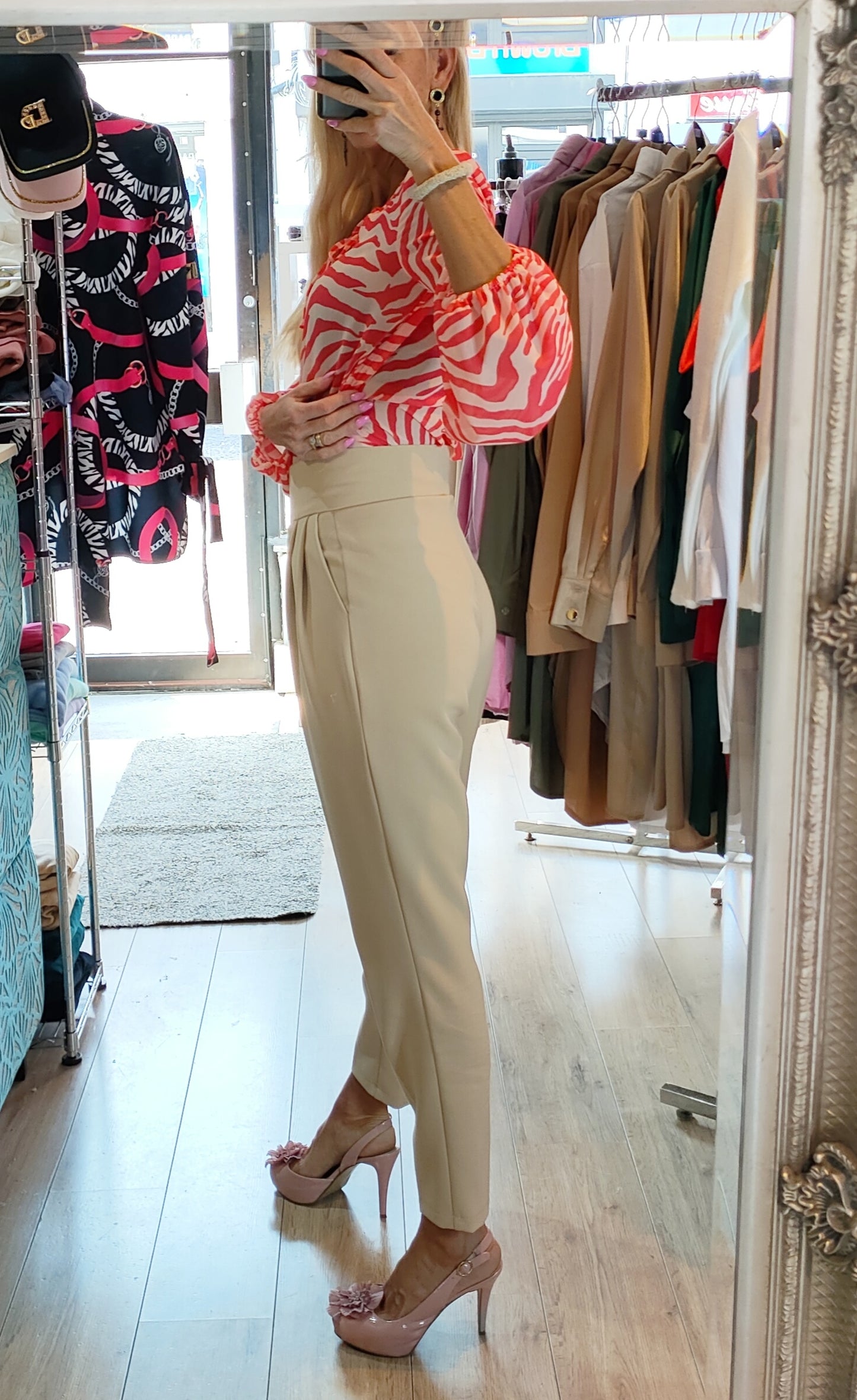 Beige Elegant Trousers