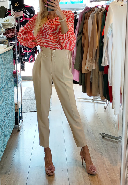 Beige Elegant Trousers