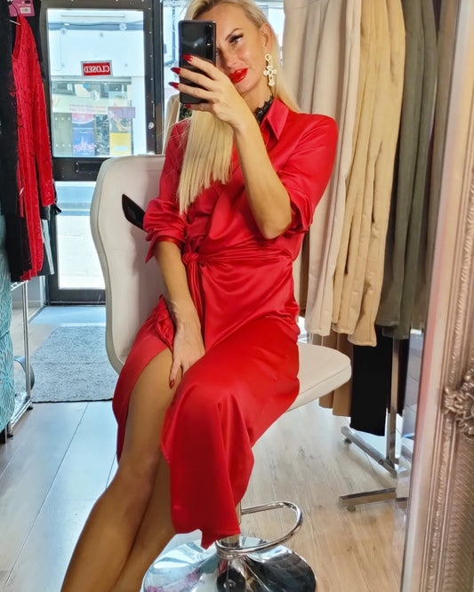 Satin Wrap Dress