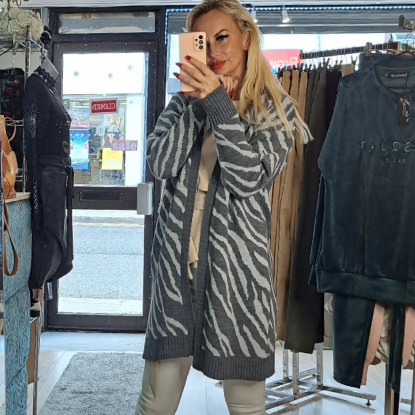 Zebra Print Open Front Longline Cardigan in 3 Colours