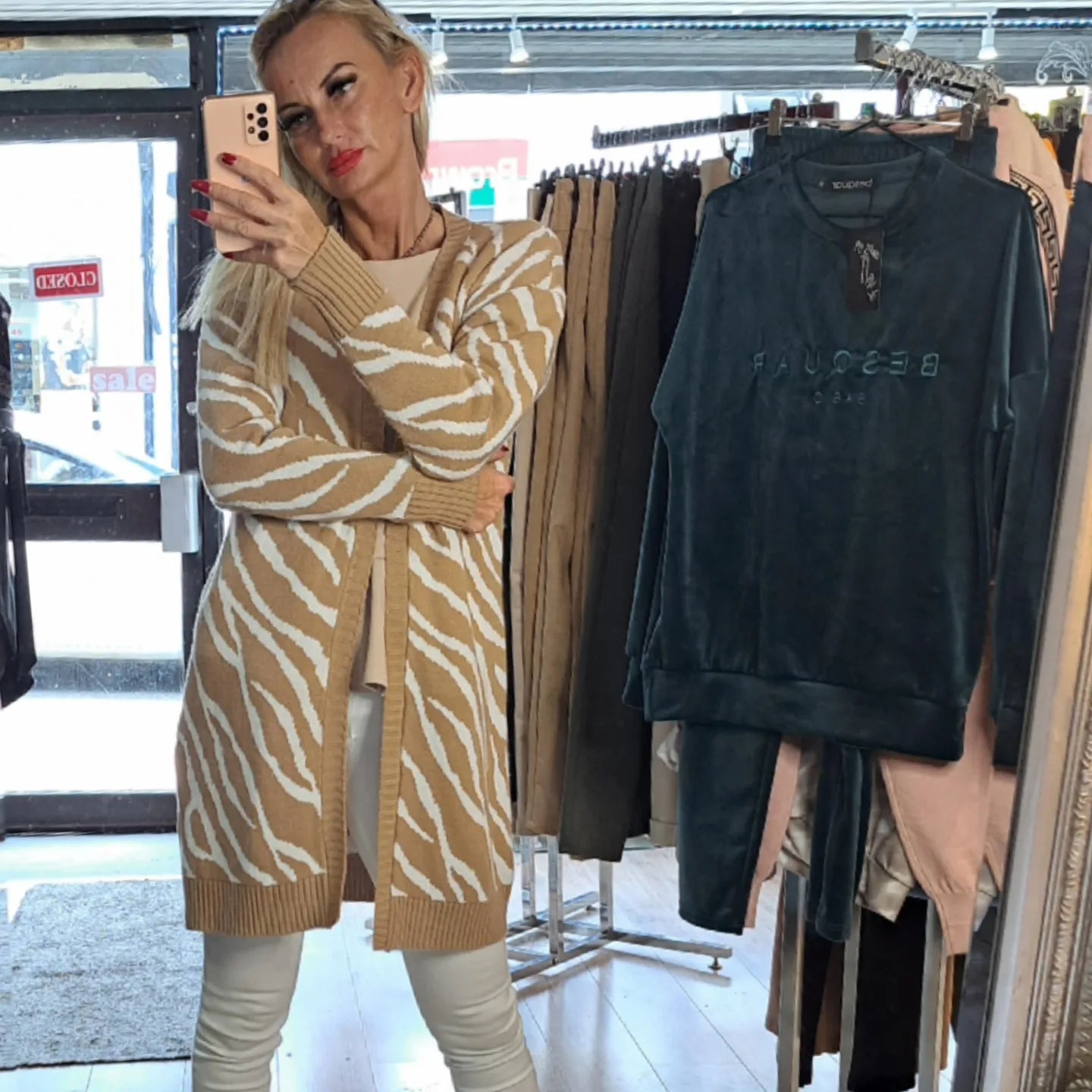 Zebra Print Open Front Longline Cardigan in 3 Colours