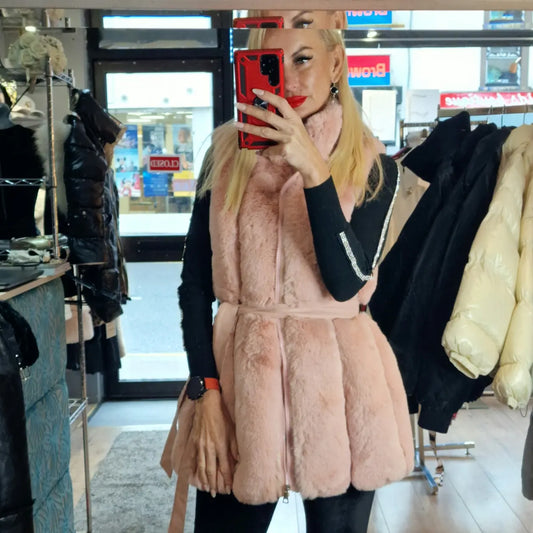 Pink Fur Sleeveless Jacket